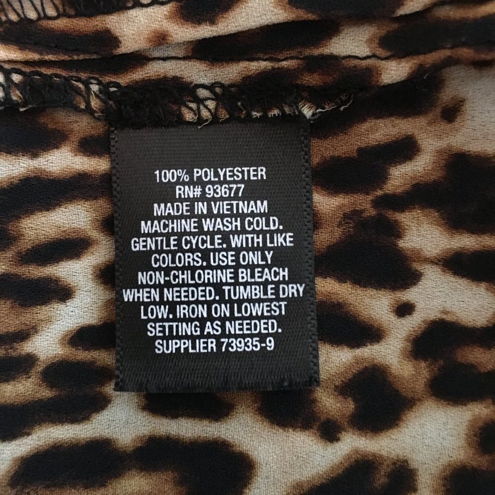 Leopard Print V-Neck Tie-Sleeve Women's Top - Brown - Picture 7 of 7